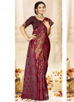 Sattin Silk Dark Pink Traditional Wear Weaving Saree